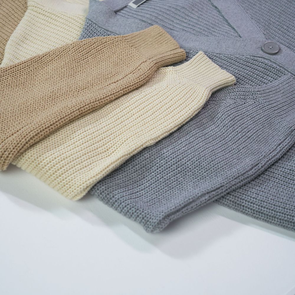Chunky Rib-Knit V-Neck Cardigan — image 5
