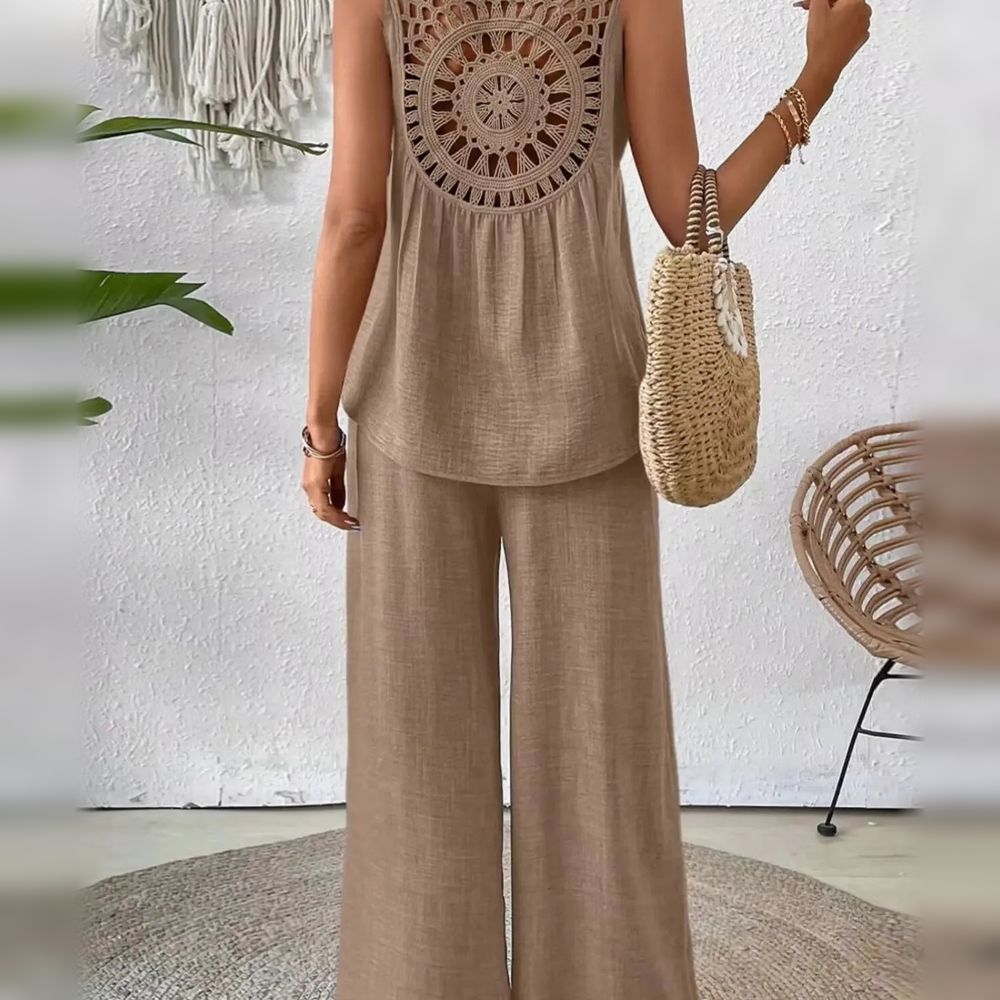 Crochet-Back Tank & Wide-Leg Pant Set — image 3