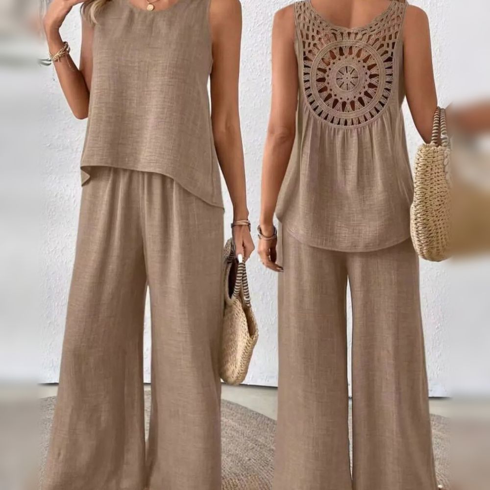 Crochet-Back Tank & Wide-Leg Pant Set — image 4