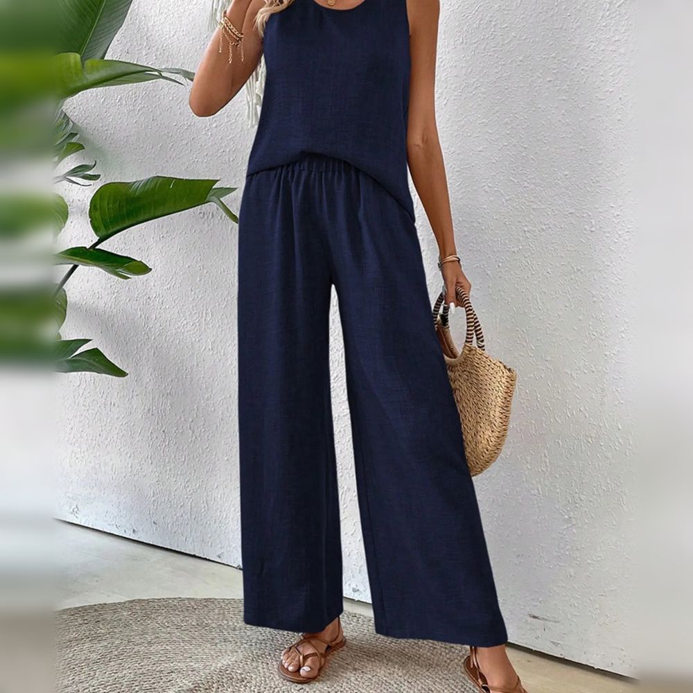 Crochet-Back Tank & Wide-Leg Pant Set — image 5