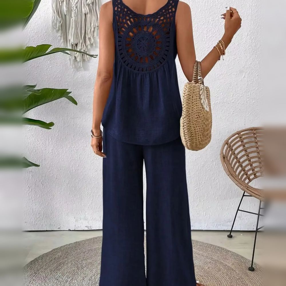 Crochet-Back Tank & Wide-Leg Pant Set — image 6
